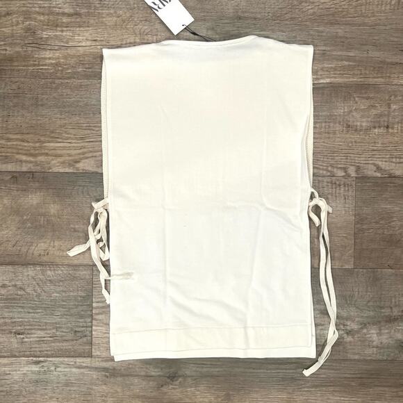 ✨ ZARA Metallic Open-Side Vest NWT | Ecru Cotton Blend Adjustable Tie M - Picture 15 of 15